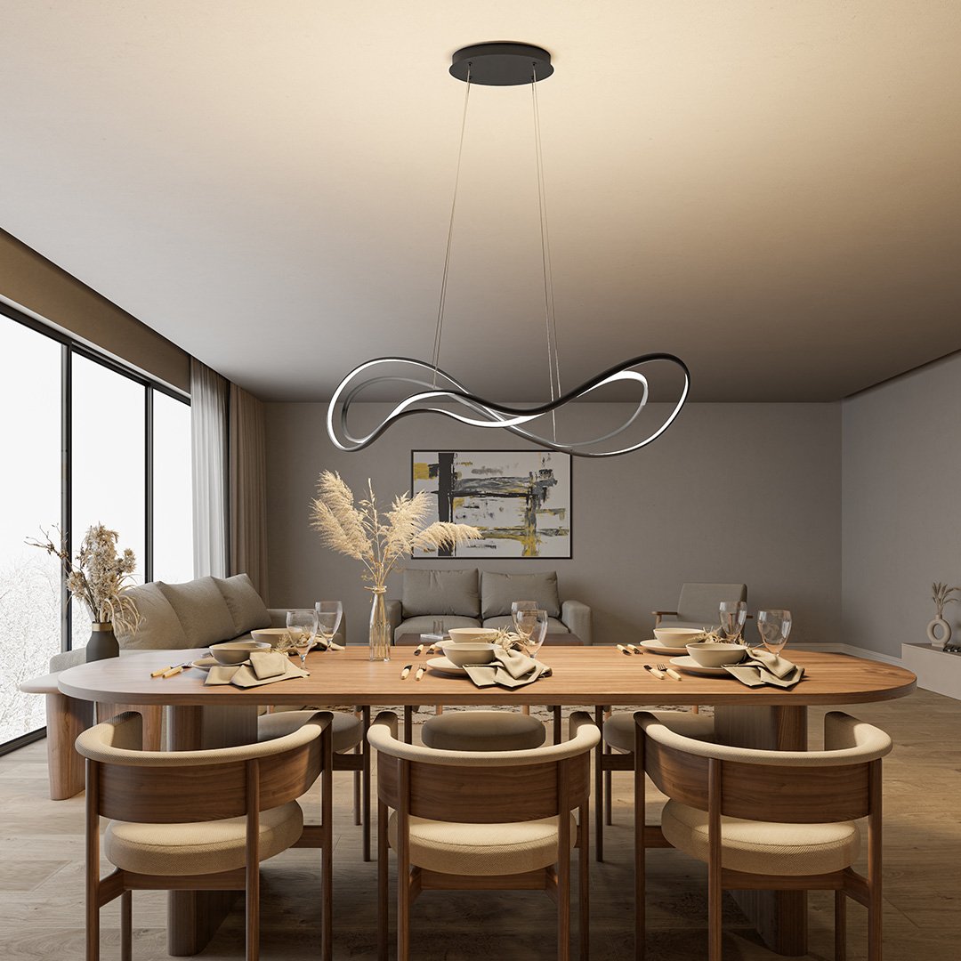 Modern LED Pendant Light Infinity Wave Design With Dimmable Warm Light - Product example