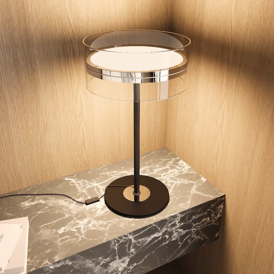 Modern Glass Table Lamp Layered Glass Disc Design - Product example