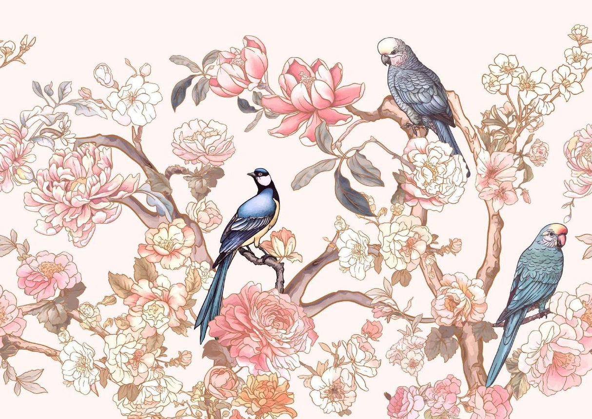 Japanese birds and cherry blossom design file showing intricate pattern details