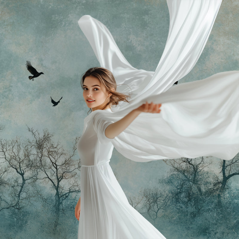 Flying Birds Wallpaper showcased in a meditation room with natural decor