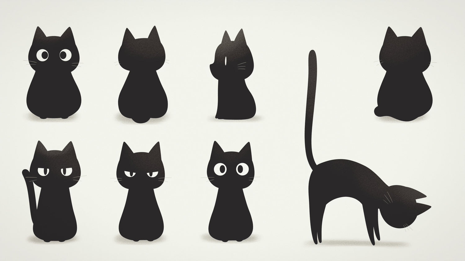 Black cat minimalist wallpaper design file showing elegant feline silhouettes pattern