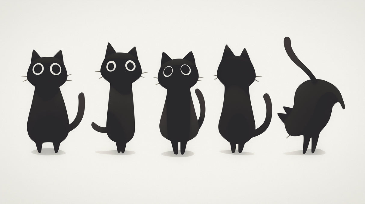 Black cat minimalist wallpaper design file showing repeating pattern of elegant feline silhouettes