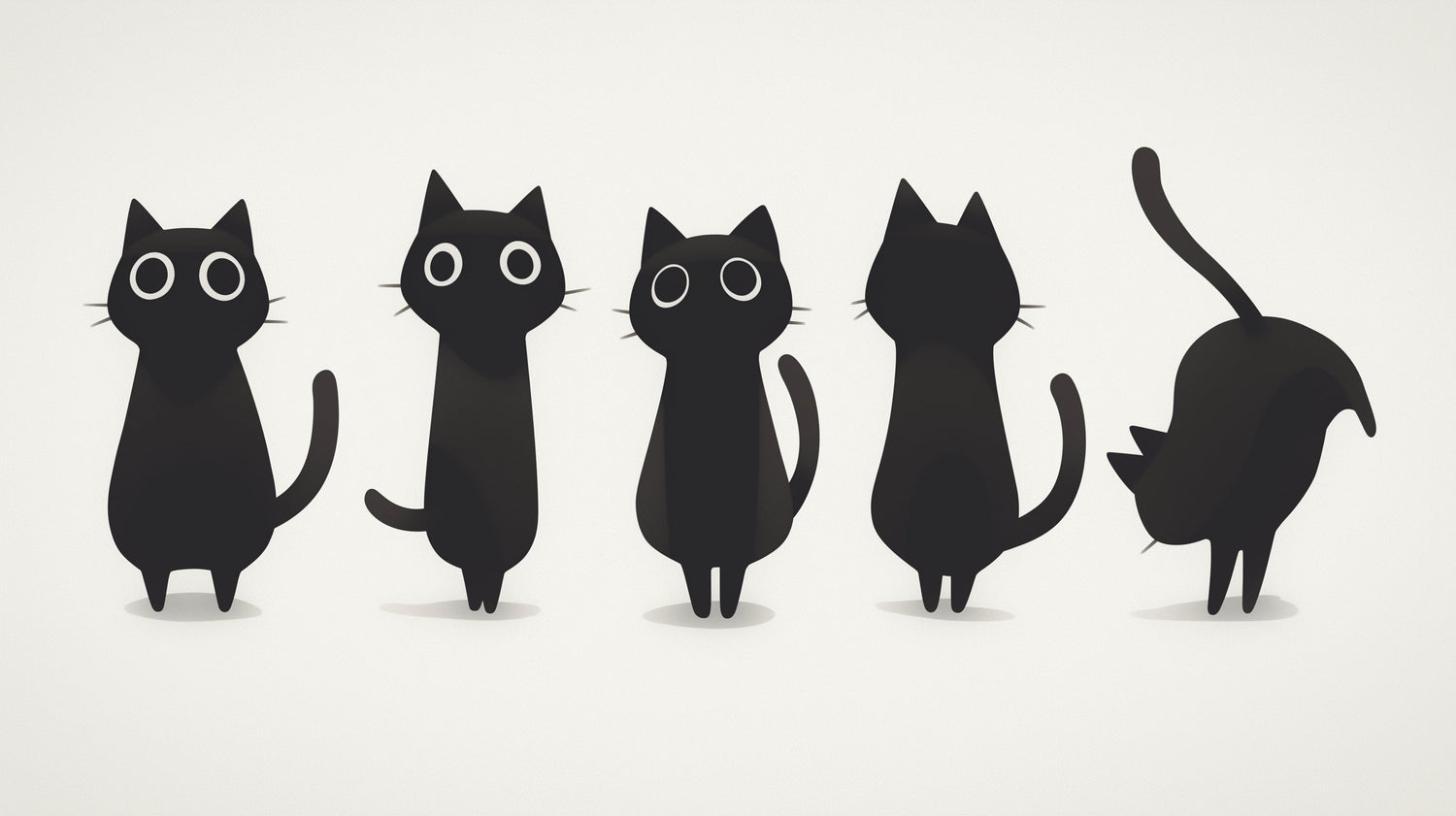 Black cat minimalist wallpaper design file showing repeating pattern of elegant feline silhouettes