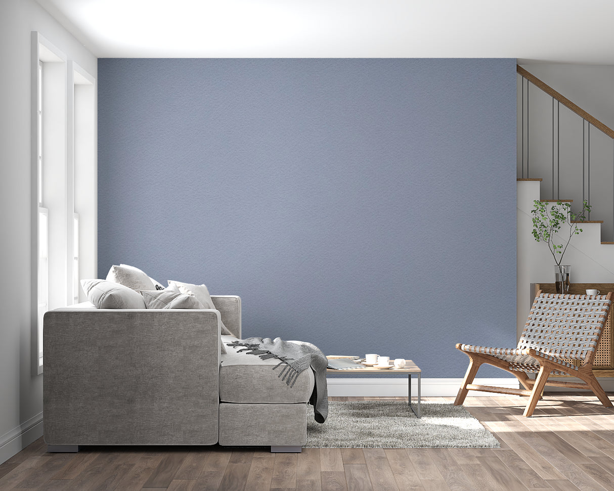 Blue grey minimalist wall mural in modern office space with natural light