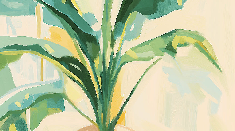 Abstract palm leaves design file showing detailed green and yellow botanical pattern