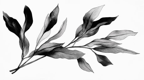 Black and white leaf pattern design file showing detailed botanical artwork
