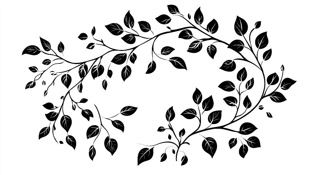 Black and white leaf pattern design file showing intricate botanical details and clean lines