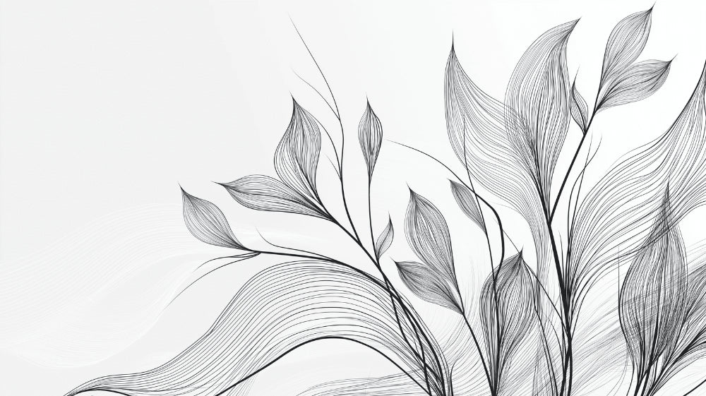 Black and white leaf pattern design file showing intricate botanical line art details