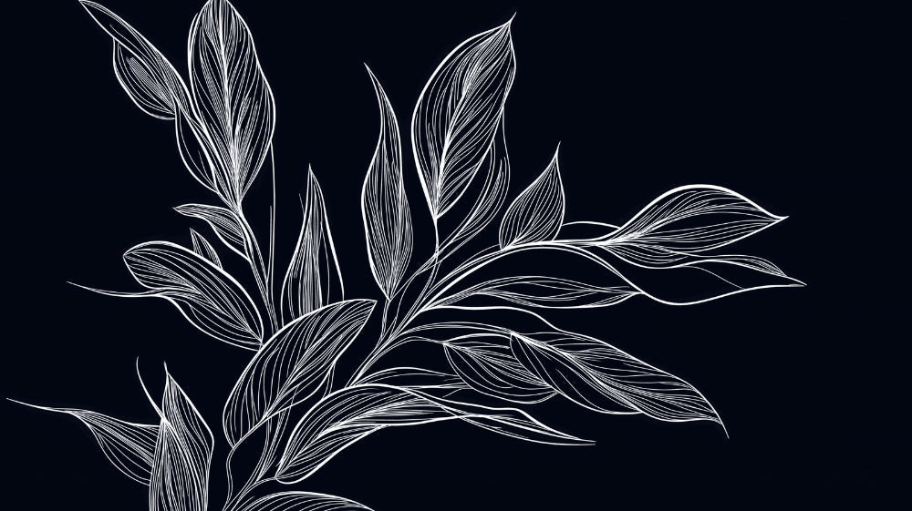 Black and white line art leaf pattern design file showing intricate botanical details