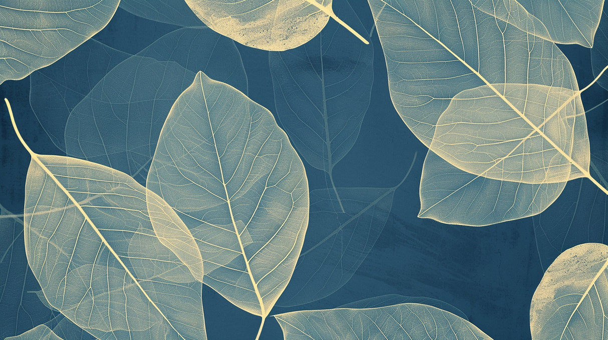Botanical gold leaf design file showing intricate details and rich blue background