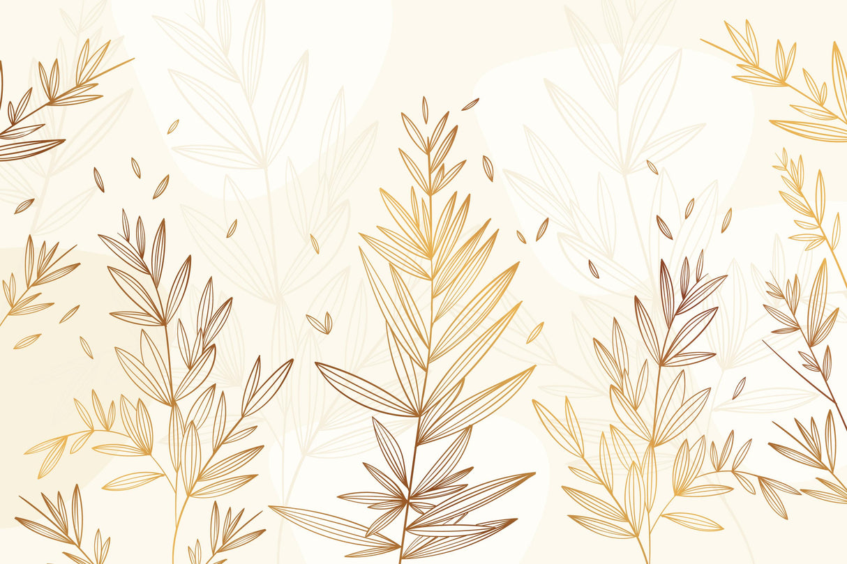 Botanical gold leaf line art wallpaper design file showing intricate pattern details