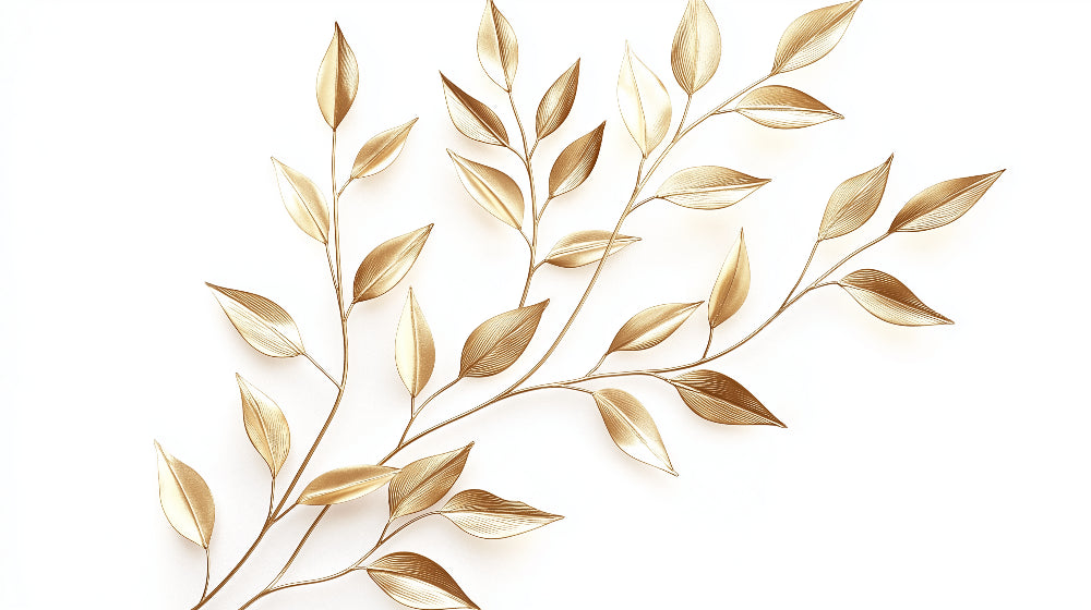 Golden leaves botanical wallpaper design file showing intricate pattern details on white background