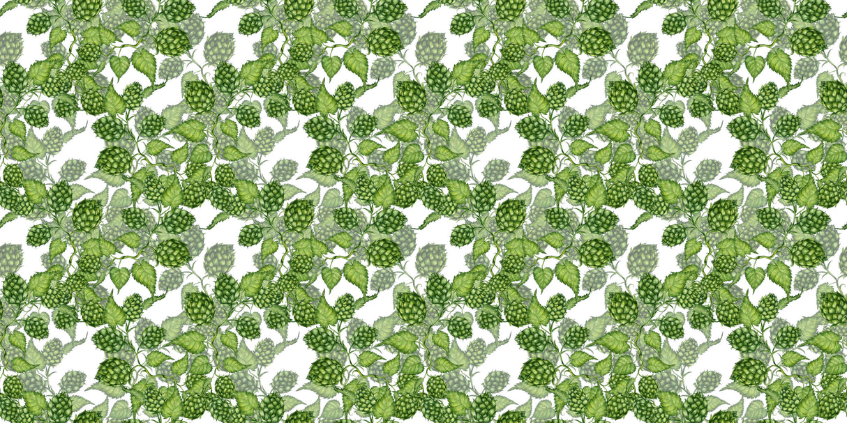 Design file showing detailed green hop pattern on white background