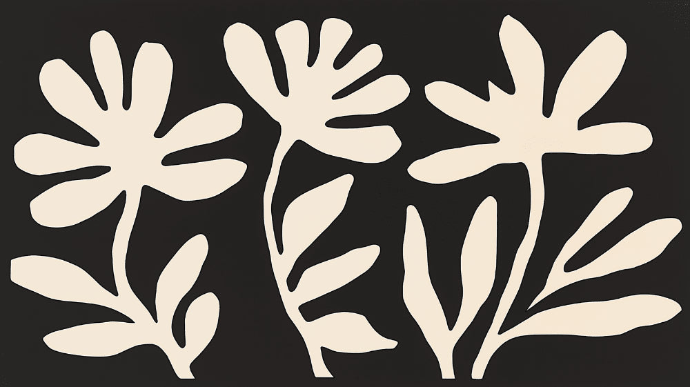 Black and white botanical pattern design file showing detailed leaf silhouettes