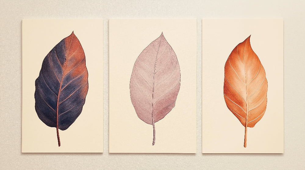 Botanical leaf wallpaper design file showing detailed terracotta and pink leaf pattern