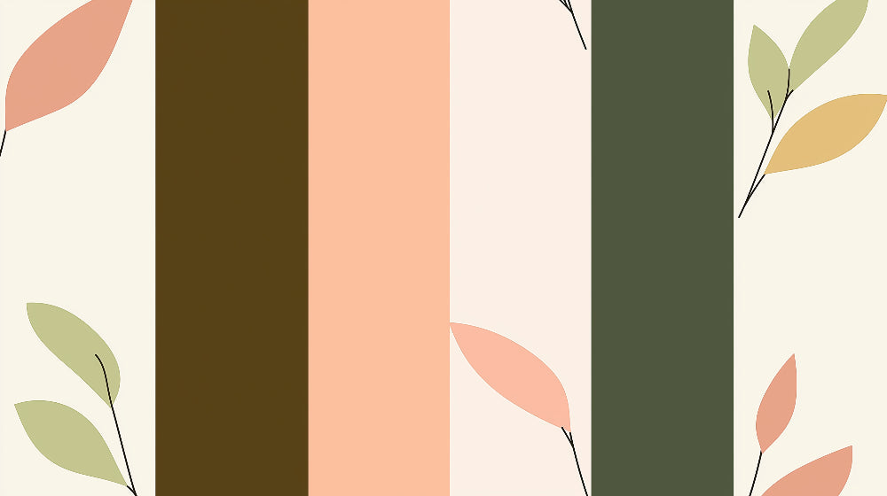 Botanical wallpaper design file showing modern stripes pattern with delicate foliage motifs