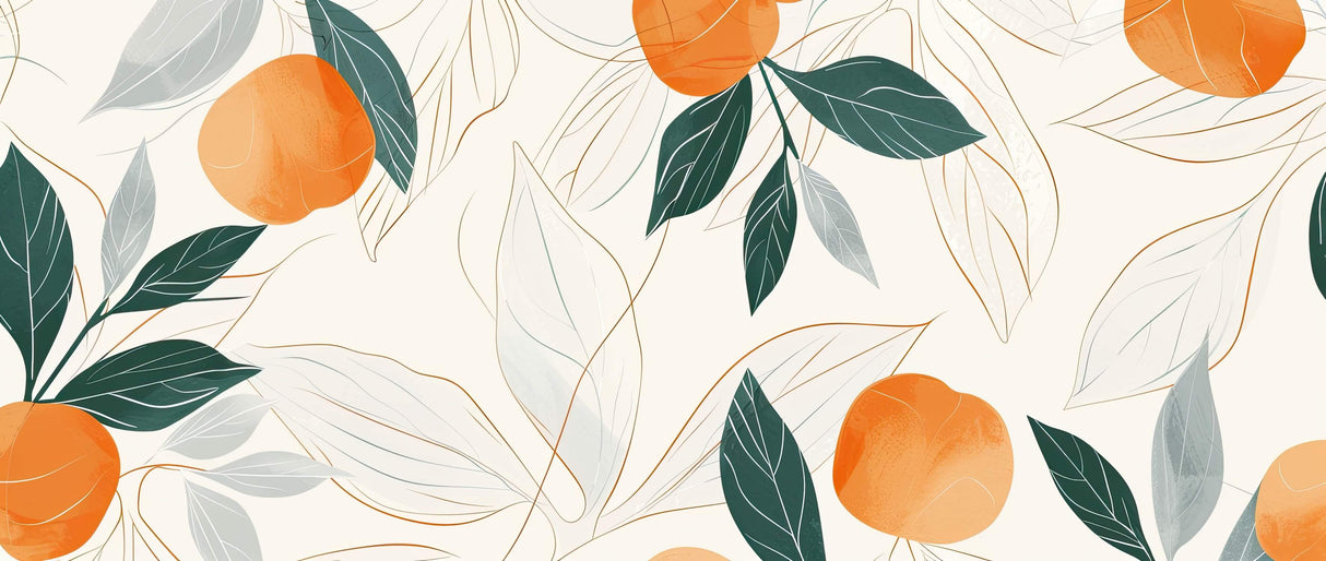 Orange tree and green leaves design file showing detailed botanical pattern