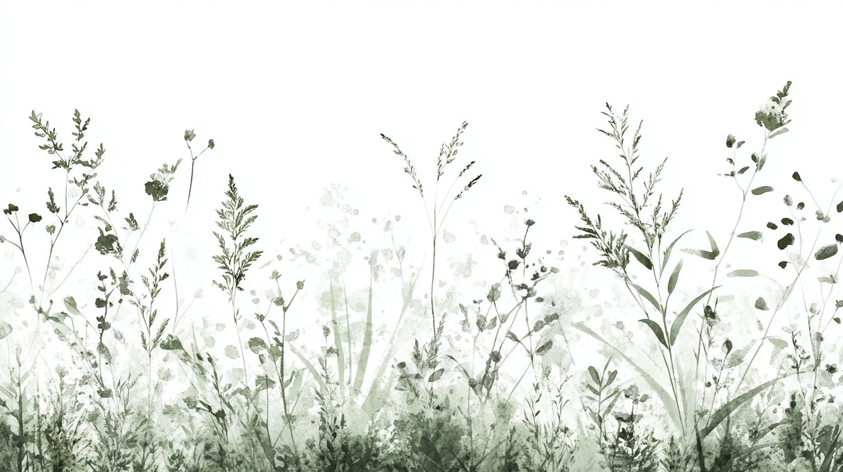 Botanical watercolor wild plants design file showing full pattern detail