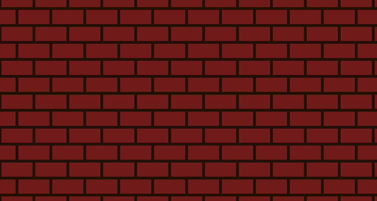 Red brick wallpaper mural showcased in a modern living room with gray sofa and minimal decor