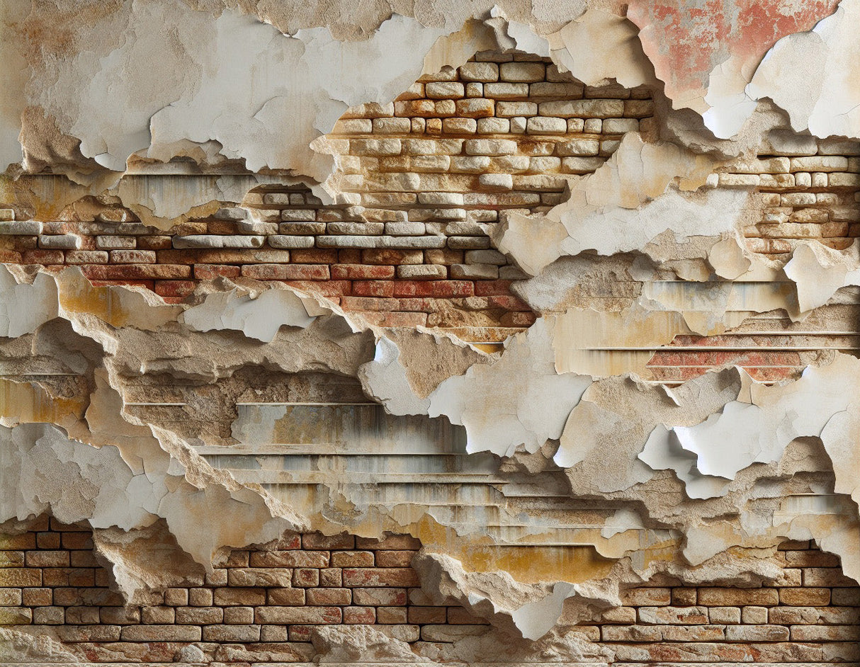 Brick wall design file showing detailed distressed industrial pattern with weathered plaster effect