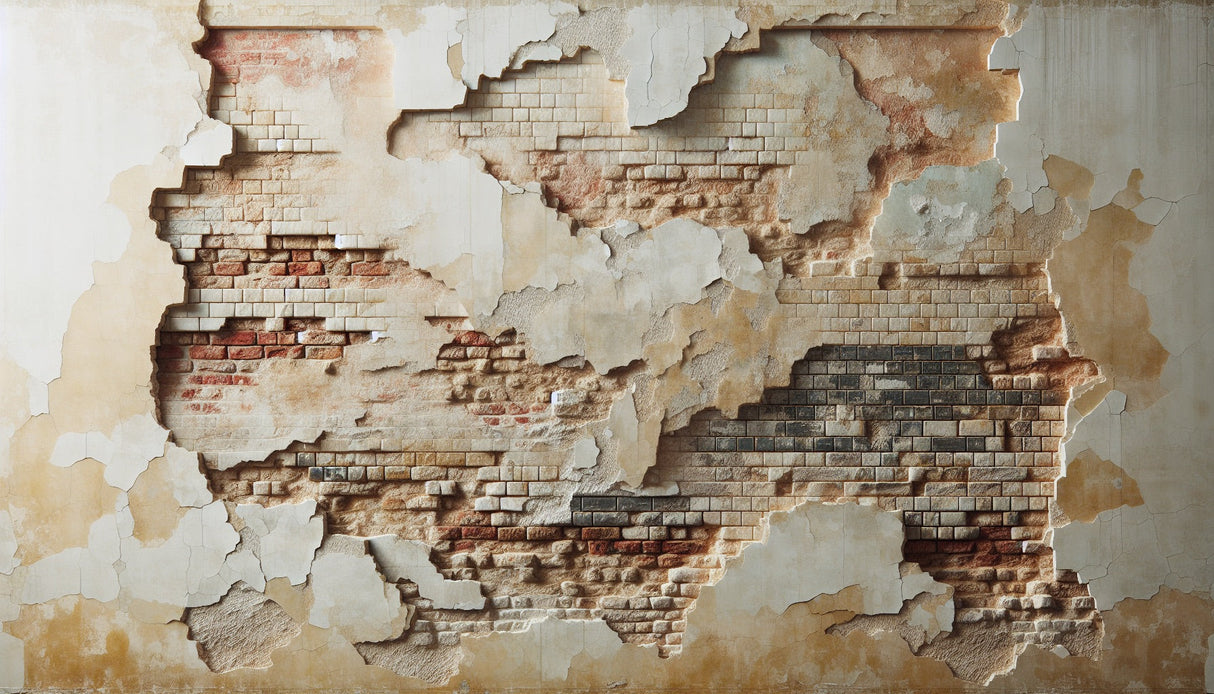Distressed brick wallpaper design file showing detailed texture and weathered effect pattern
