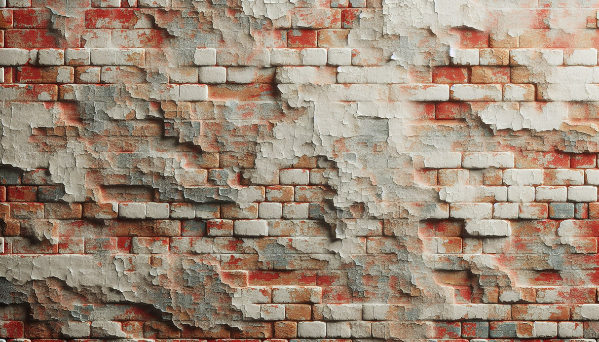 Distressed brick wallpaper design file showing detailed texture and weathered effects