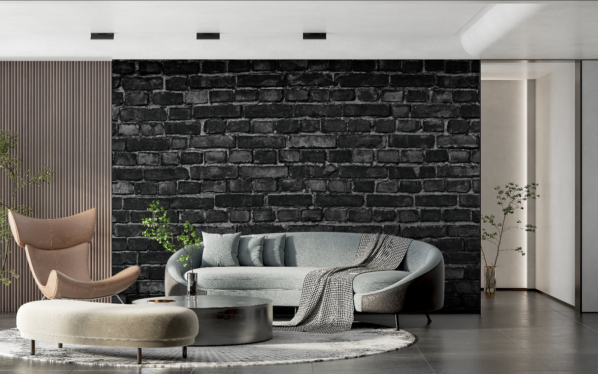 Modern brick wall design in restaurant with pendant lights