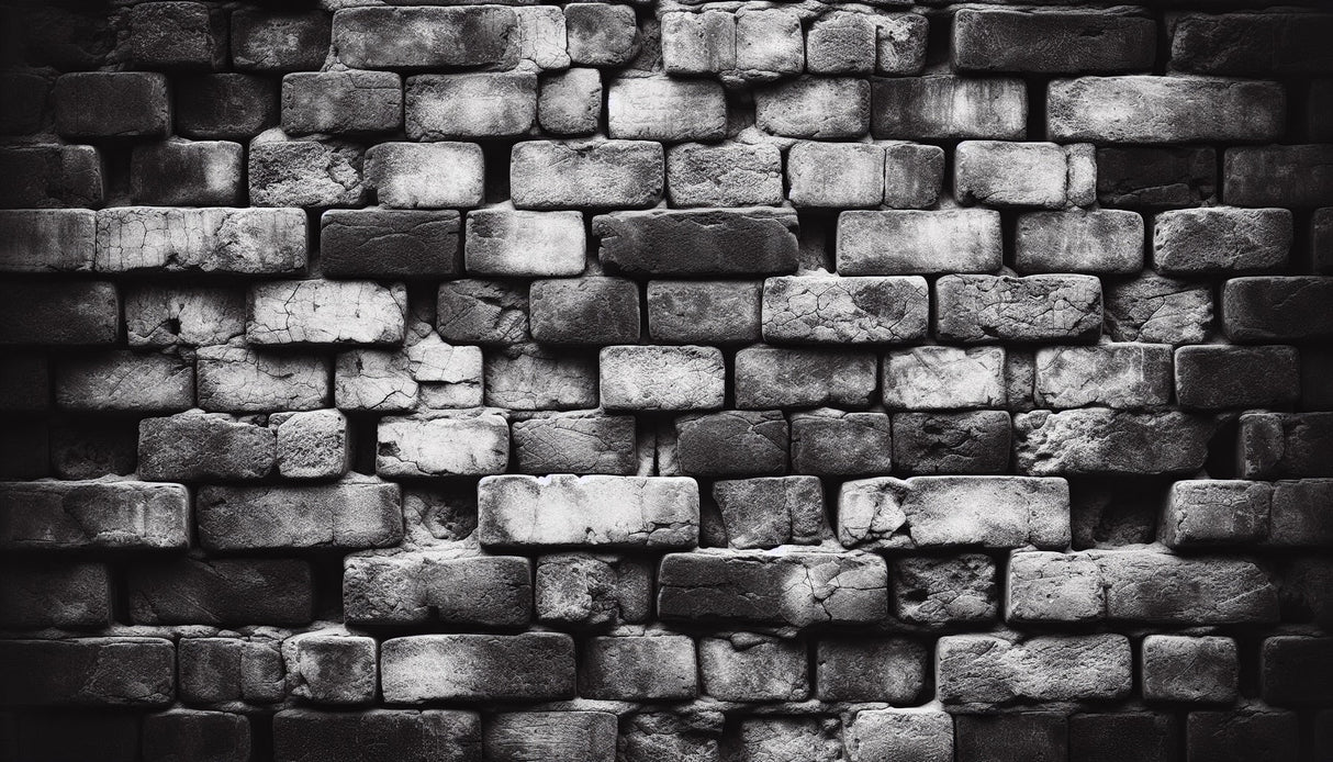 Black and grey stone brick wallpaper design file showing detailed texture and pattern