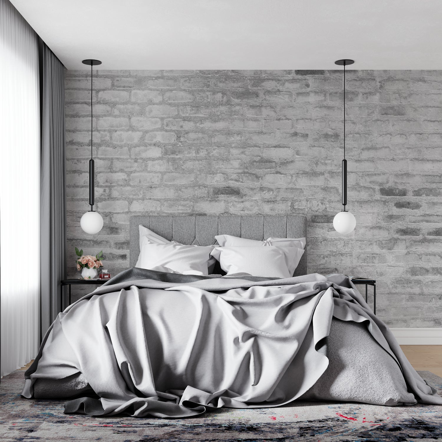 Grey stone effect mural in contemporary office space