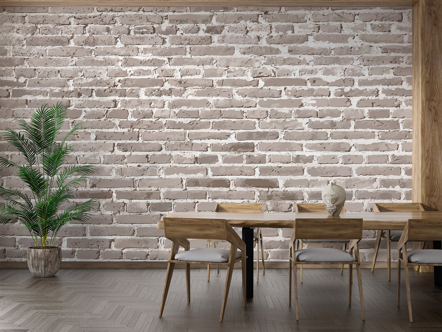 Industrial brick wall mural creating cozy atmosphere in bedroom setting