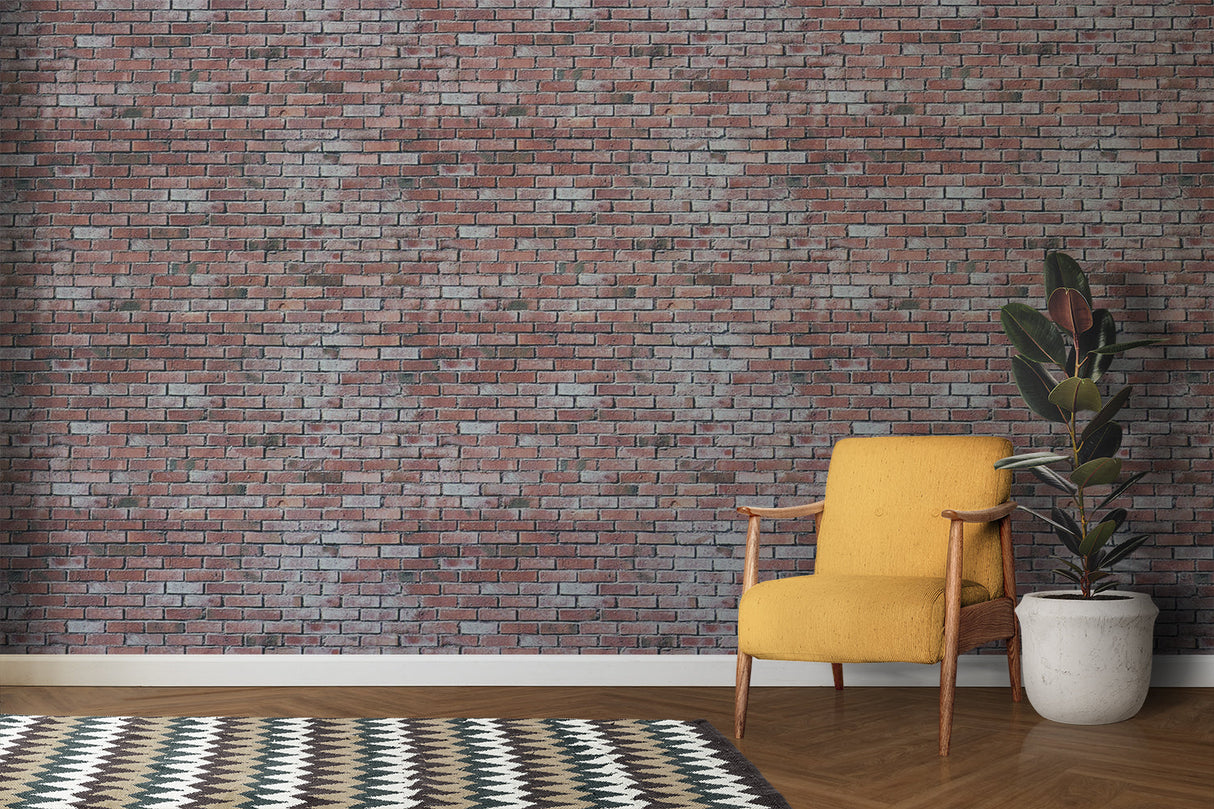 Exposed brick wallpaper design bringing urban charm to a home office space
