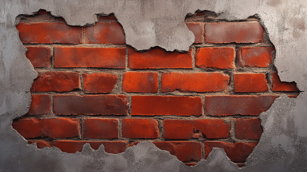 Red exposed brick wallpaper design file showing detailed texture and weathered effect pattern
