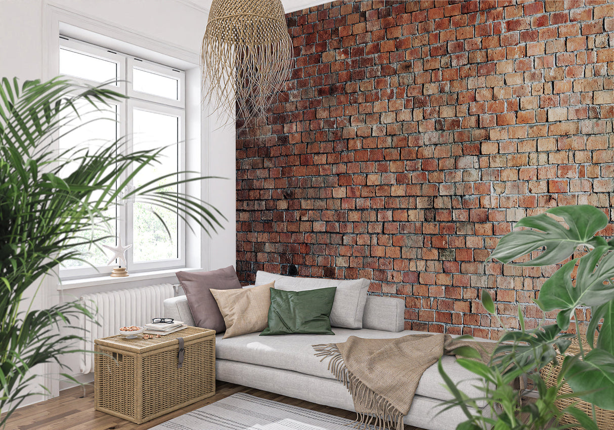 3D brick effect mural in restaurant interior design