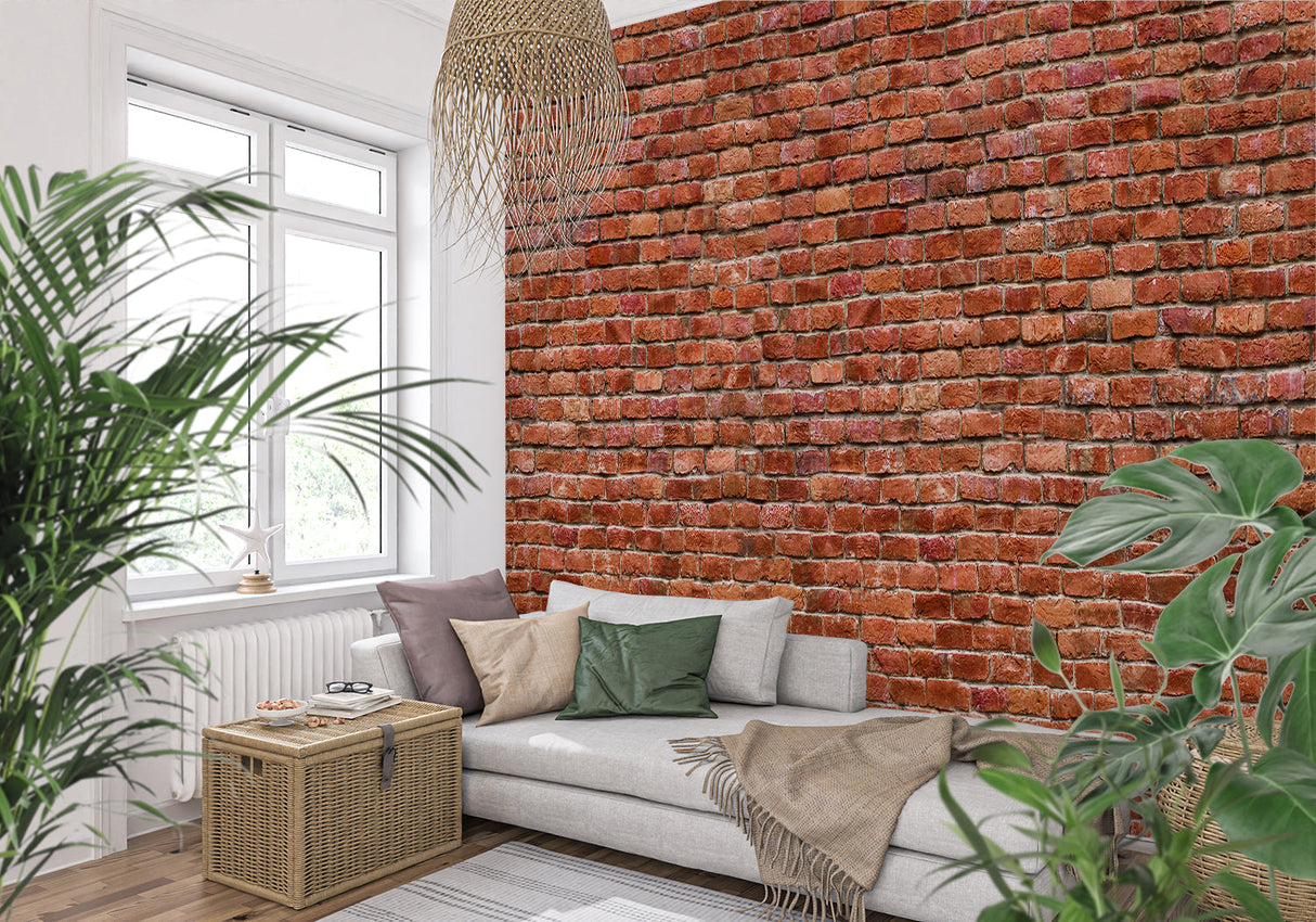 Brick effect wallpaper transforming dining room wall