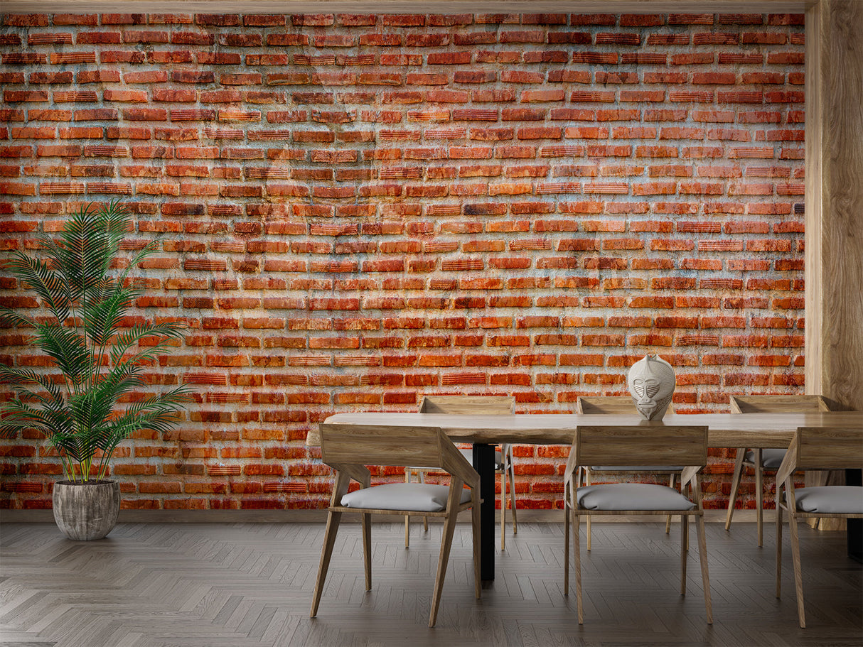 Textured brick wallpaper transforming home office with urban charm