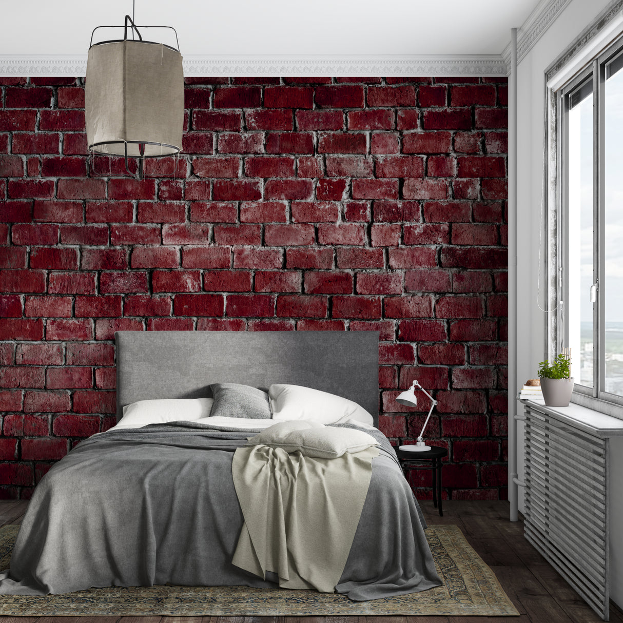 Vintage brick wall design in trendy restaurant space