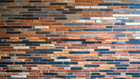 Design file of industrial brick pattern showing terracotta and navy color detail