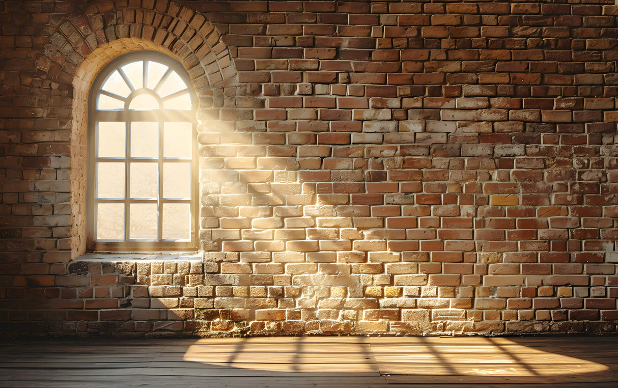 Brick wall with arched window design file showing detailed texture and natural color variations