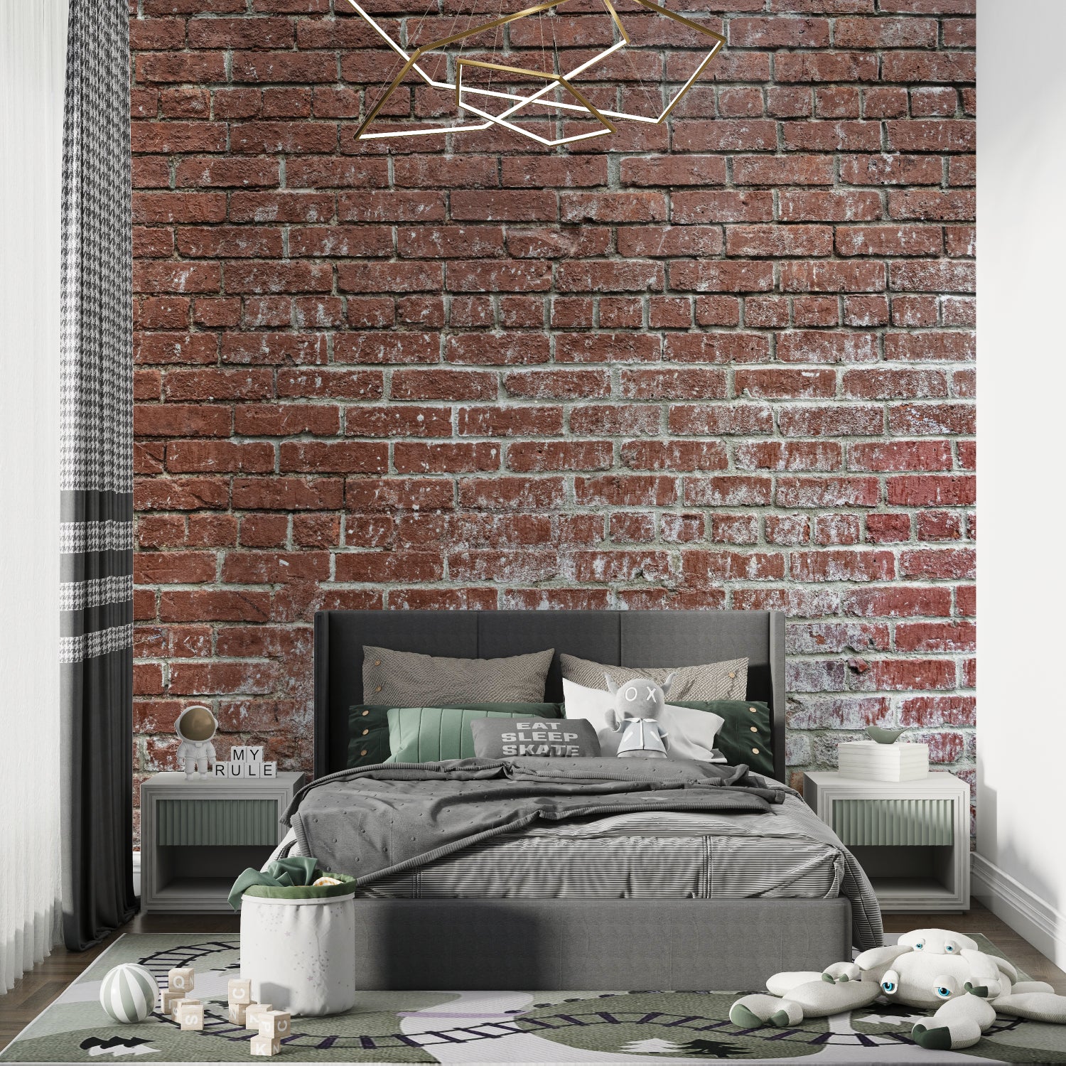 Brick wall design bringing industrial charm to kitchen accent wall