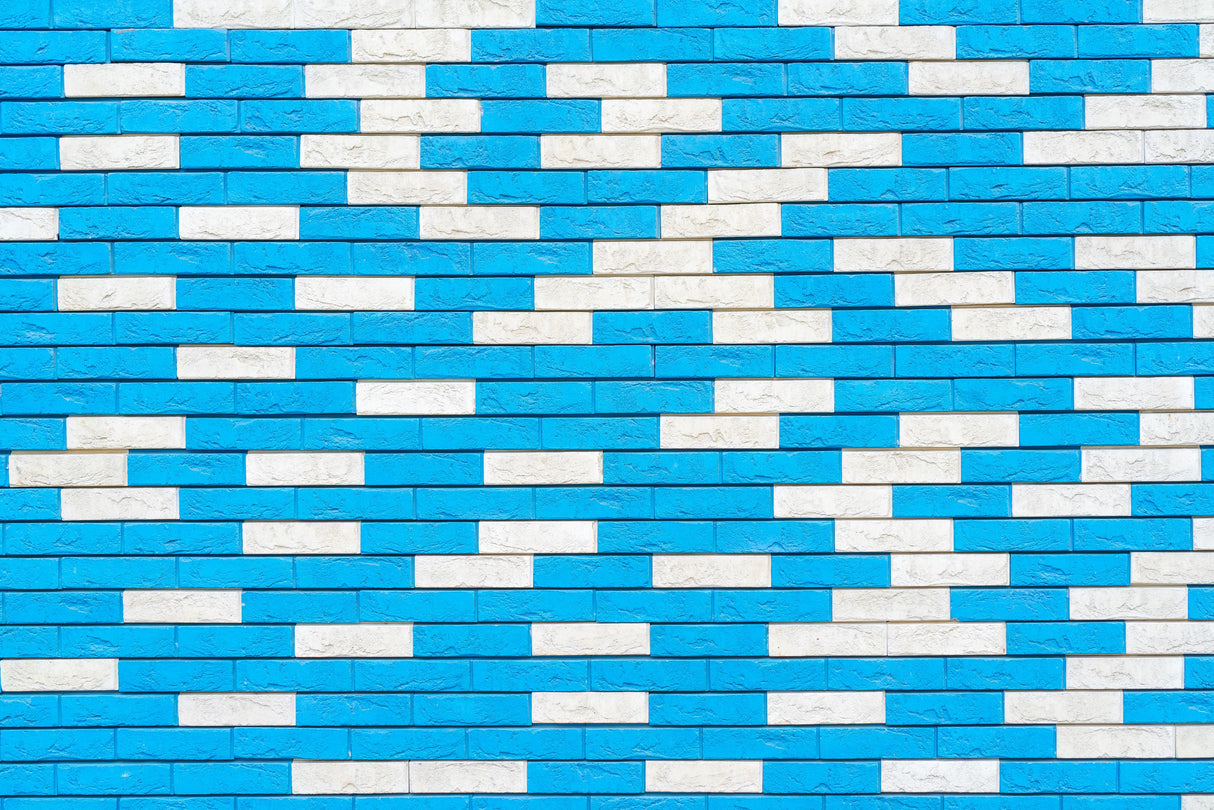 Modern blue and white brick pattern design file showing detailed geometric arrangement