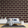 Modern brown brick wallpaper with beige joints creating a stunning accent wall in a minimalist living room setting
