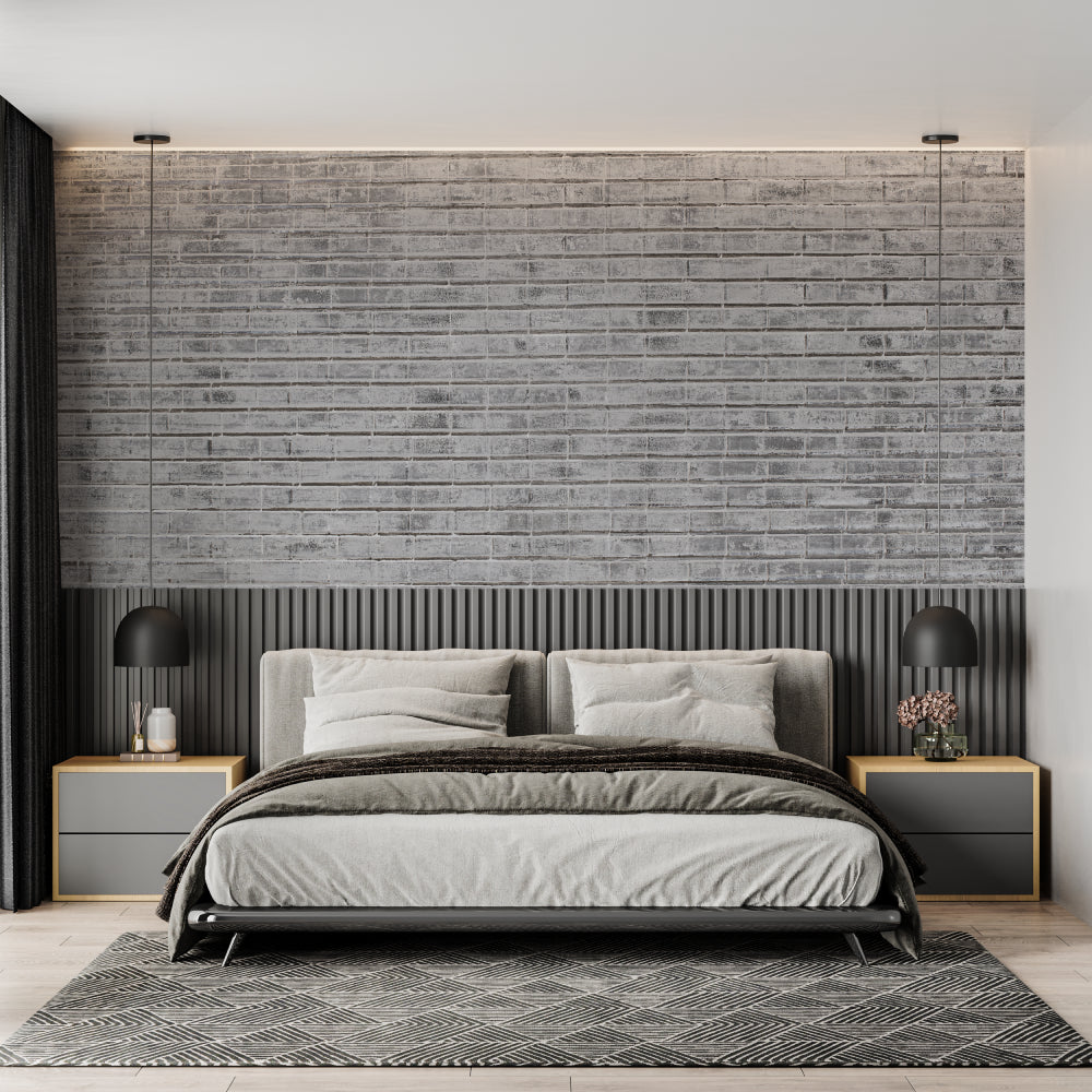 Modern brick wall design bringing character to contemporary hallway