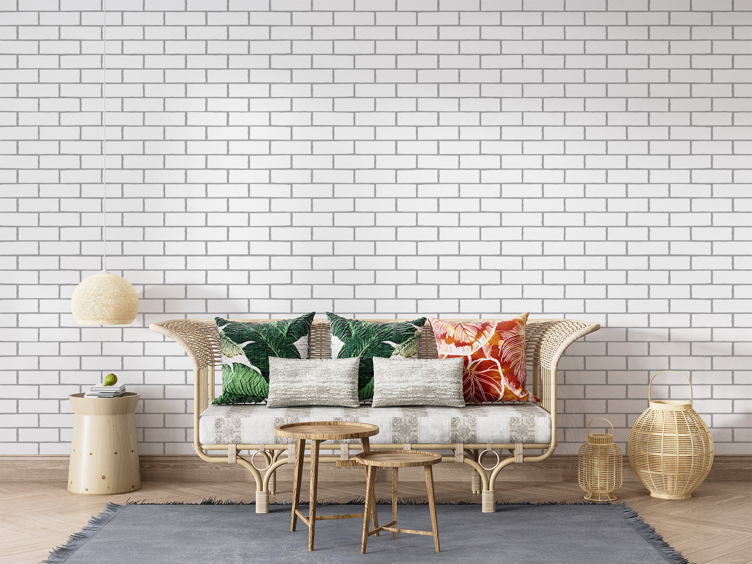 Industrial brick wallpaper featured in minimalist bedroom with urban appeal