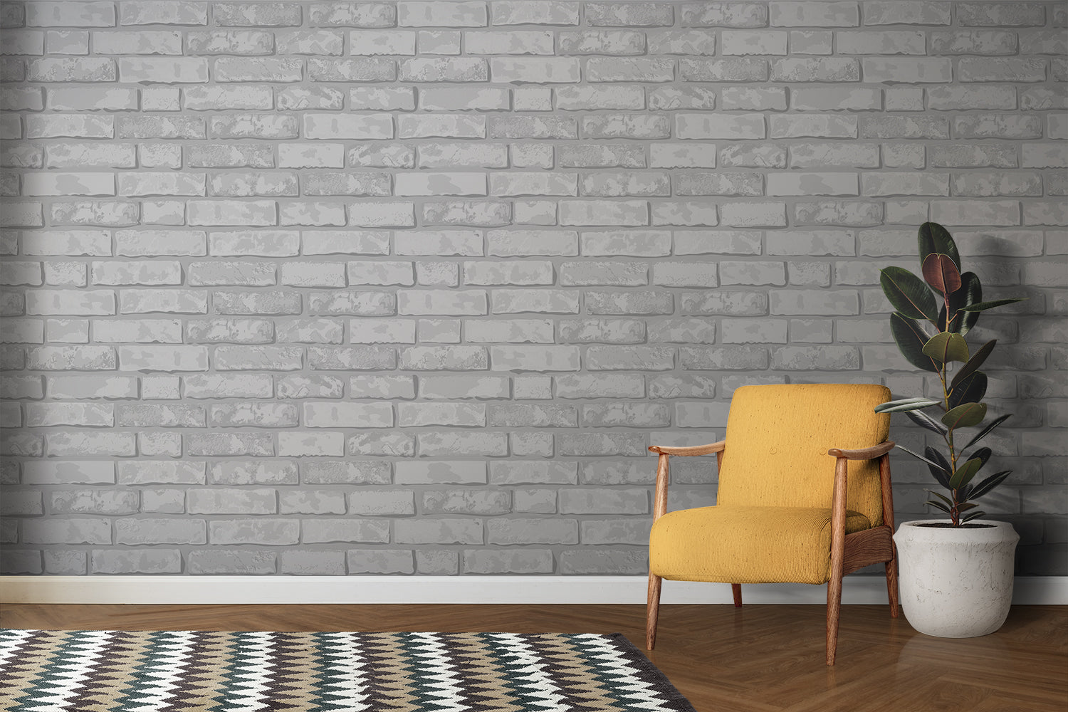 Textured stone wall mural bringing depth to office interior