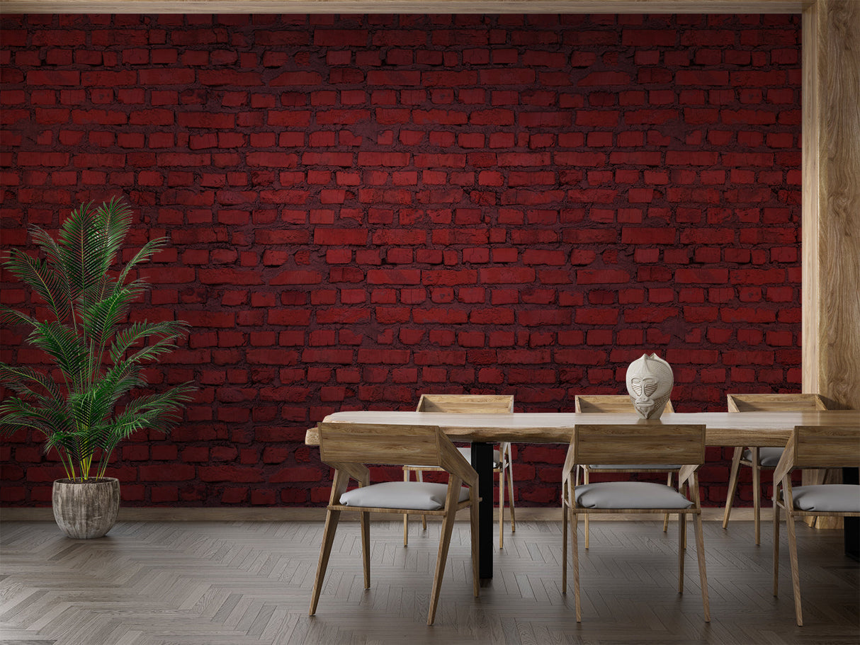 3D brick effect wallpaper showcased in urban loft bedroom setting