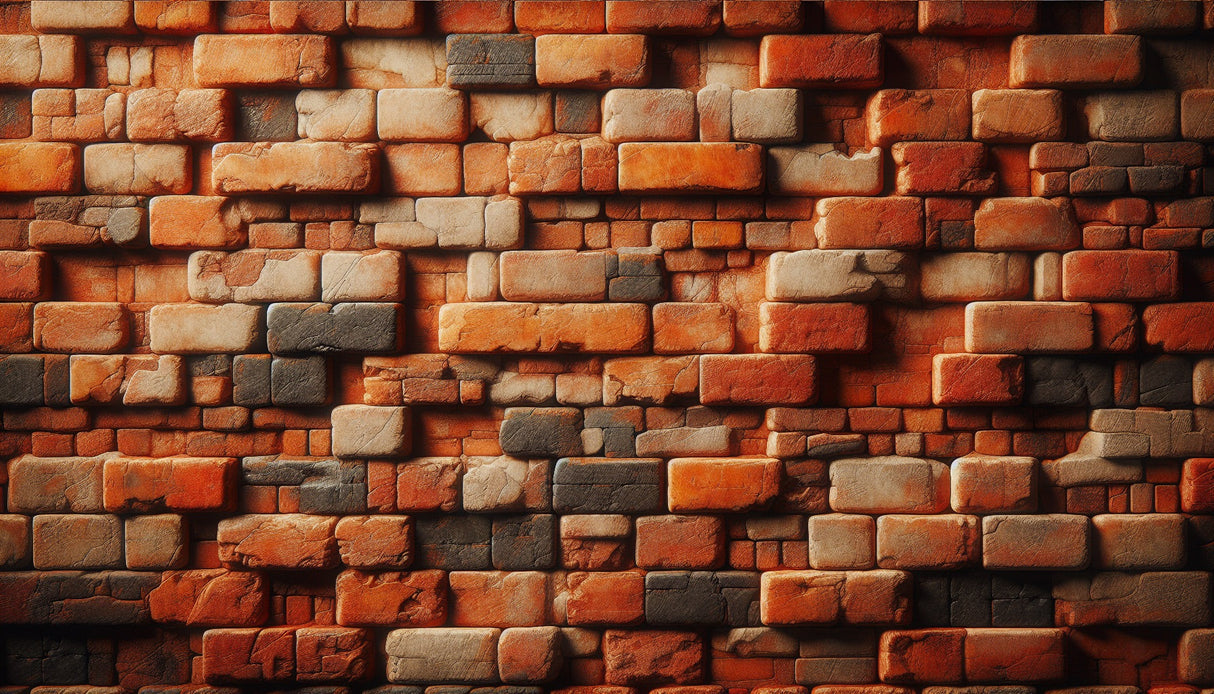 Rustic brick wall mural design file showing detailed terracotta and charcoal pattern