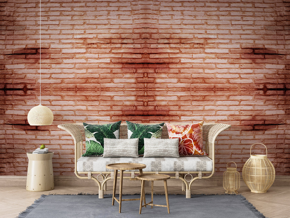 Brick effect wallpaper showcasing urban style in home office space