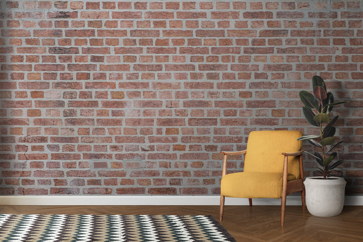 Rustic brick wallpaper transforming a home office with urban loft style