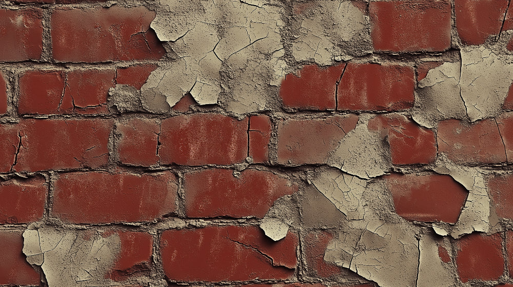 Vintage red brick wallpaper design file showing detailed distressed plaster texture and aged brick pattern