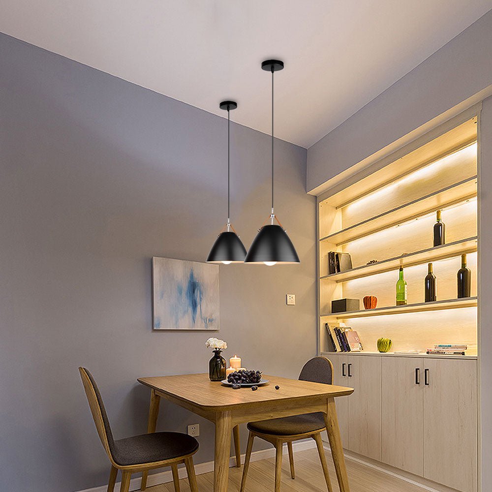 Modern Pendant Light Leather Strap Aluminum Shade - Detailed view